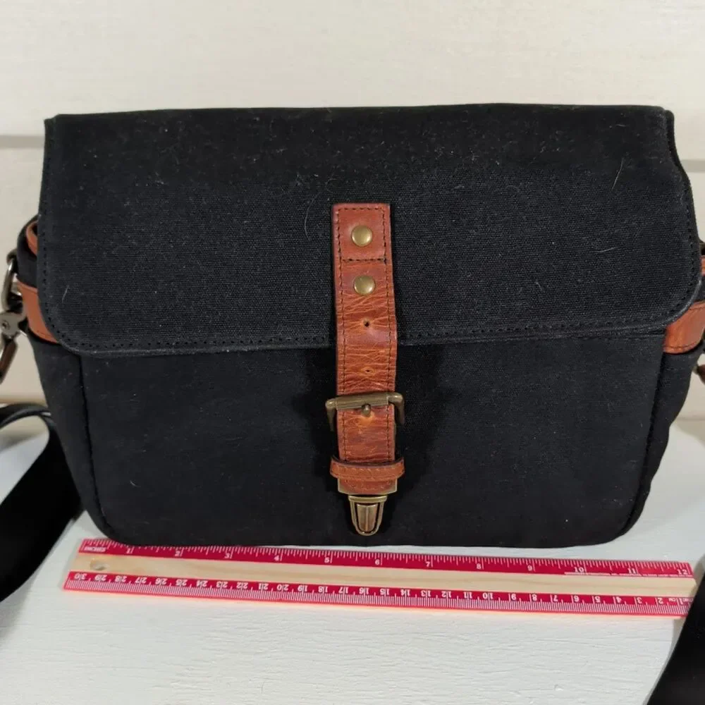 ONA The Bowery Camera Bag - Black Waxed Canvas with Leather Trim